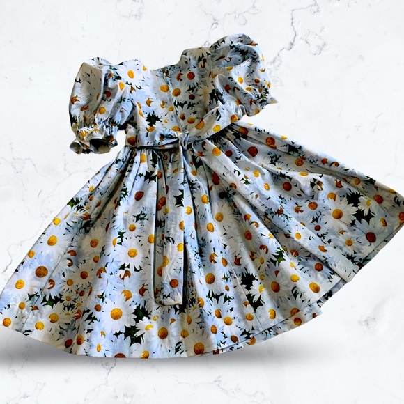 Miss Smarty Pants New Hand Crafted Daisy Garden Dress Girls Size 5T - Picture 2 of 4